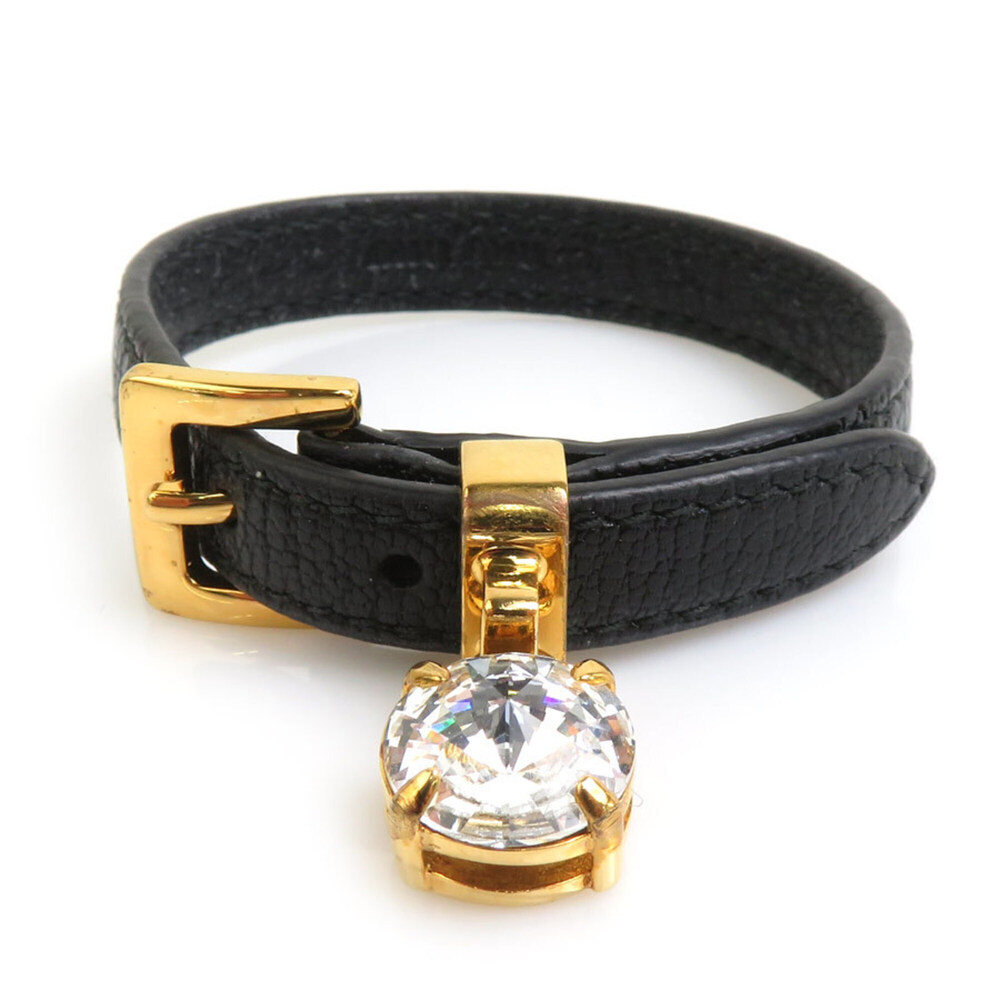 MIU MIU Black Leather Charm Bracelet